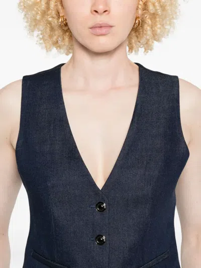 Liu •jo Liu Jo Deep V-neck Sleeveless Jacket In Blue