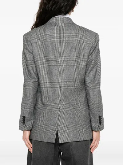 Tagliatore Double-breasted Checked Jacket In Gray