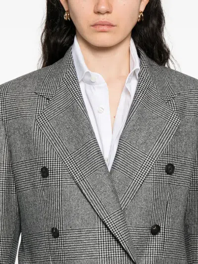 Tagliatore Double-breasted Checked Jacket In Gray