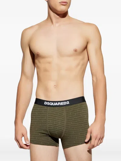 Dsquared2 Logo-print Cotton Two-piece Set In Green