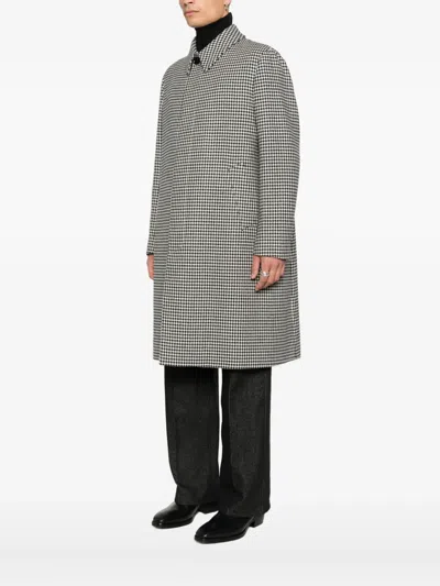 Lardini Houndstooth Wool Coat In Gray