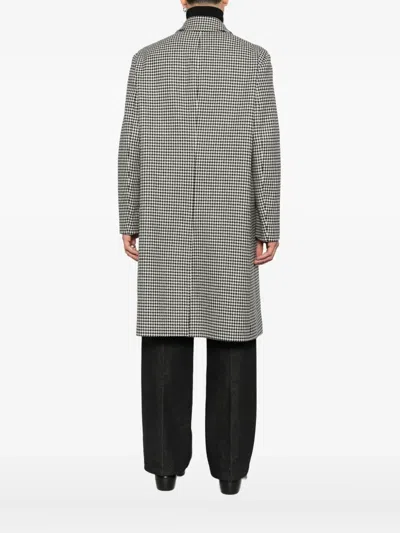 Lardini Houndstooth Wool Coat In Gray
