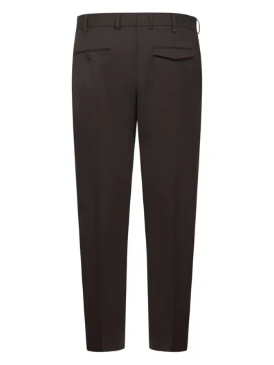 Pt Torino B-stretch Wool Pants With Front Button Closure In Brown