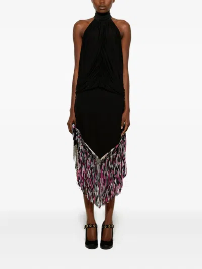 Pucci Draped Turtleneck Top In Black