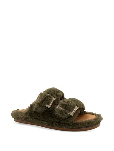 GRETA 双扣环环保皮草拖鞋