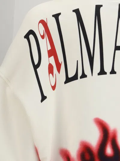 Palm Angels Flame-print Hoodie In White
