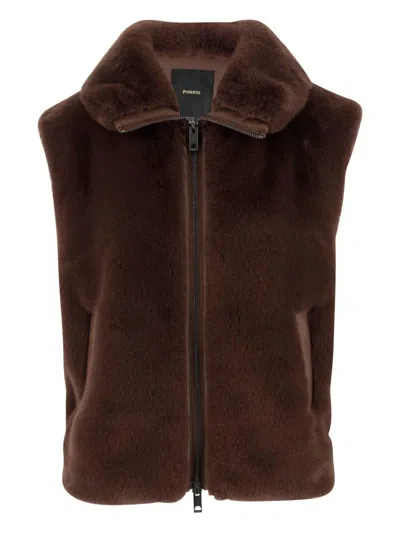 Pinko Brown Polyester Clothing Jackets In Brown