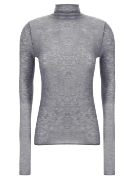 Pinko Semi-sheer Wool Sweater In Gray