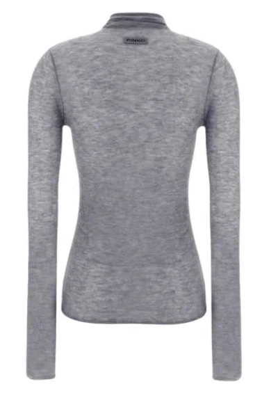 Pinko Semi-sheer Wool Sweater In Gray