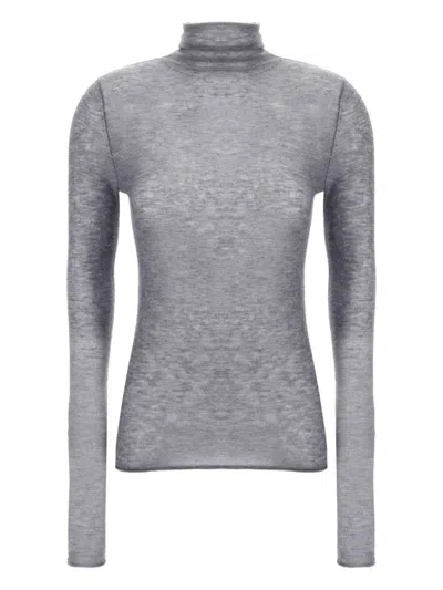 Pinko Semi-sheer Wool Sweater In Gray