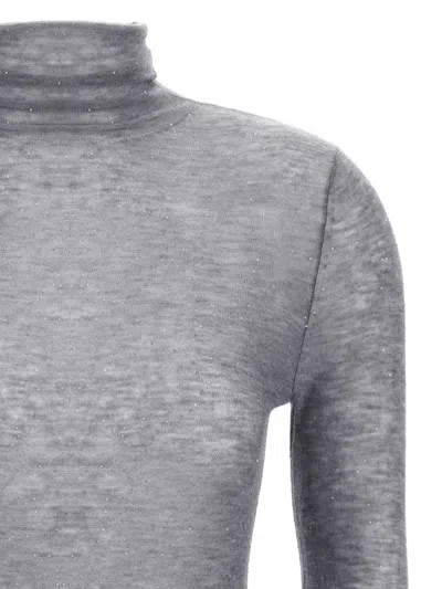 Pinko Semi-sheer Wool Sweater In Gray