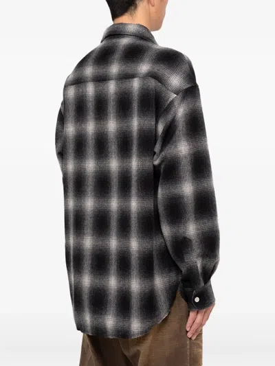 Kamiya Check-pattern Wool Shirt In Black