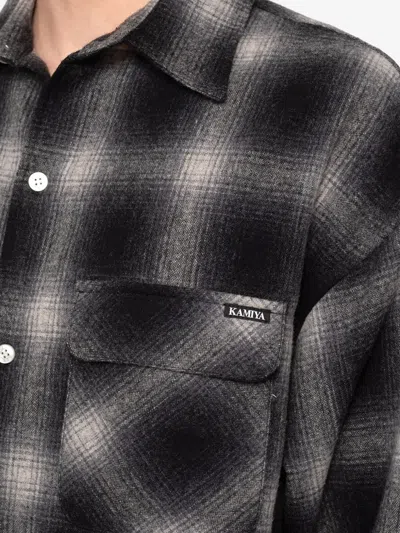 Kamiya Check-pattern Wool Shirt In Black