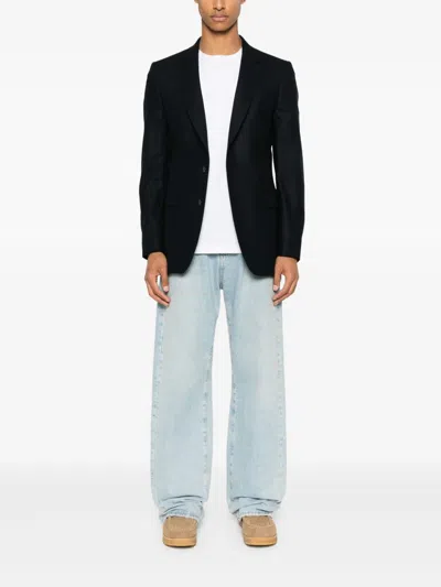 Fursac Virgin Wool Single-breasted Blazer In Blue