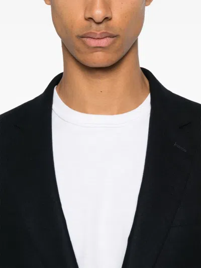 Fursac Virgin Wool Single-breasted Blazer In Blue