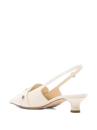 Aeyde Davina Buckled Leather Slingback Pumps In White