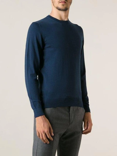 Drumohr Cable Knit Crew Neck Sweater In Blue