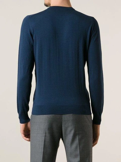Drumohr Cable Knit Crew Neck Sweater In Blue