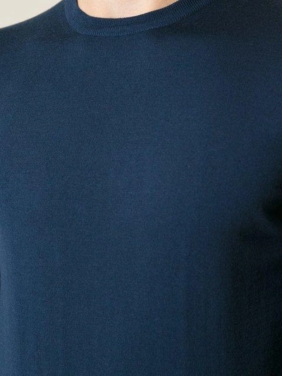 Drumohr Cable Knit Crew Neck Sweater In Blue
