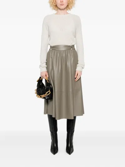 Liu •jo Lightweight Open-knit Sweater With Classic Round Neckline In White