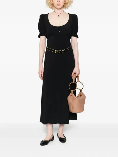 Chloé Long Dress With Button Detail And Empire Waistline In Black