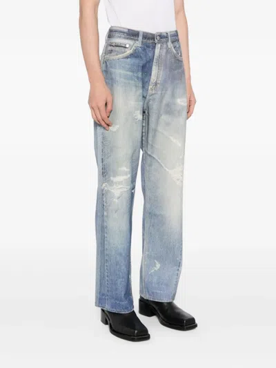 Our Legacy Mens Digital Denim Print Third Cut Faded-wash Denim Jeans In Blue