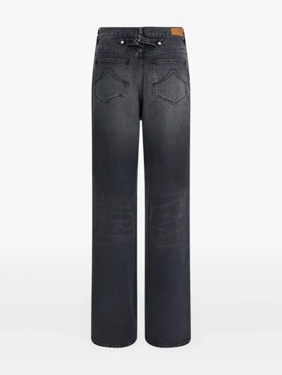 Kenzo Modern Straight Cut Denim Trousers In Gray