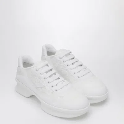 Prada Wavy Triangle Logo Low-top Sneakers In White