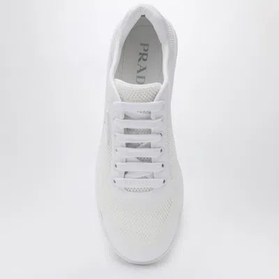 Prada Wavy Triangle Logo Low-top Sneakers In White