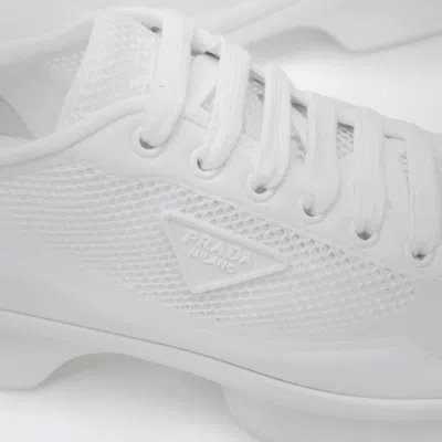 Prada Wavy Triangle Logo Low-top Sneakers In White