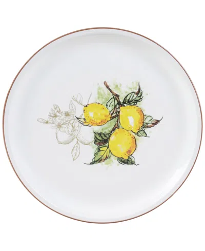 Lorren Home Trends Lemon Round Pizza Serving Platters, Set Of 2 In White