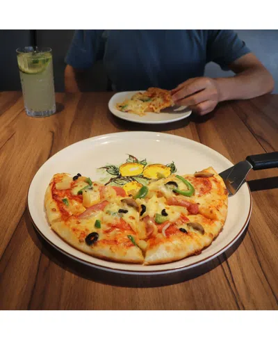 Lorren Home Trends Lemon Round Pizza Serving Platters, Set Of 2 In White