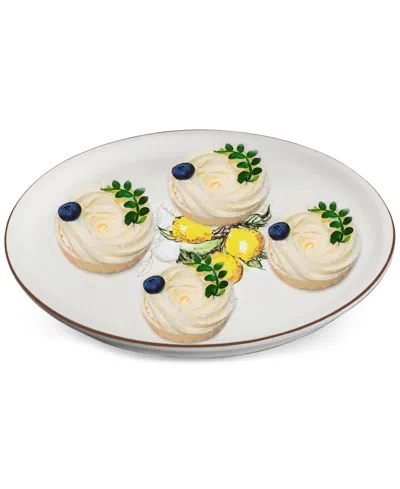 Lorren Home Trends Lemon Round Pizza Serving Platters, Set Of 2 In White
