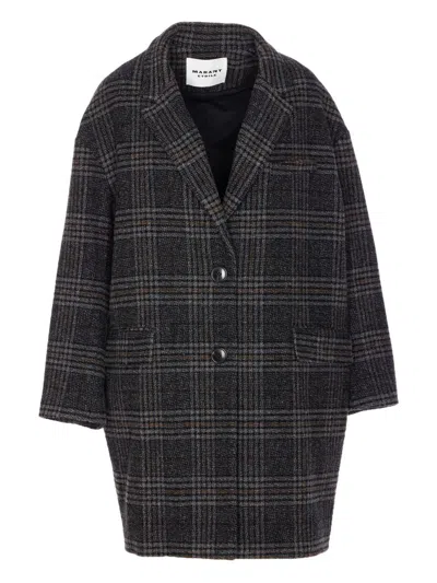 Isabel Marant Étoile Isabel Marant Etoile Plaid Wool Single-breasted Coat In Gray