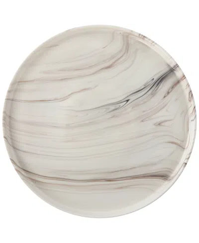 Lorren Home Trends Shiny Marble Pattern Round Serving Platter In Sand