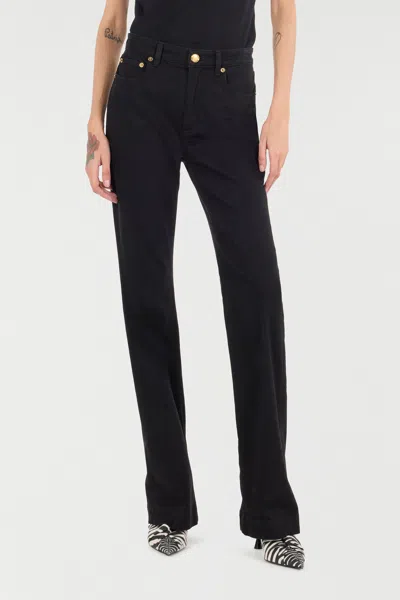 Roberto Cavalli Mirror Snake Monogram Bootcut Jeans In Black