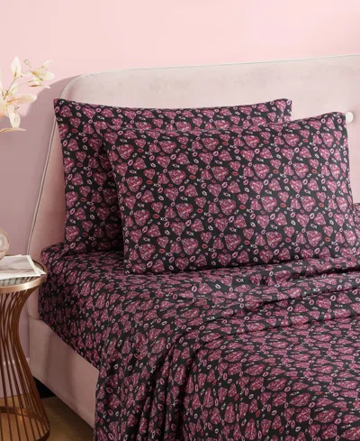 Betsey Johnson Silky Microfiber Printed 4-pc. Sheet Set, Queen In Multi