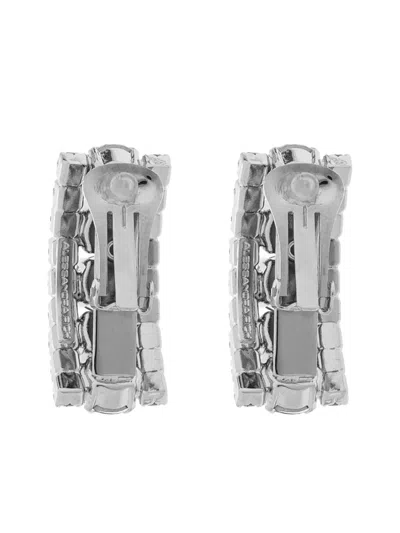 Alessandra Rich Crystal-embellished Rectangular Earrings In White