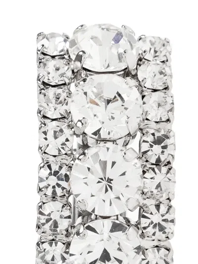 Alessandra Rich Crystal-embellished Rectangular Earrings In White