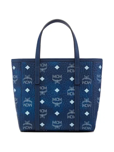 Mcm Toni Mini Visetos Shopper Top-handle Bag In Blue