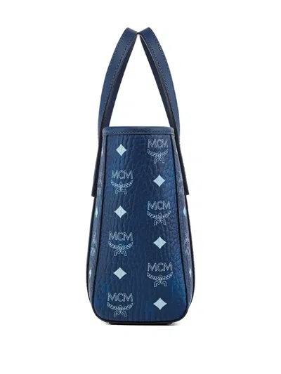 Mcm Toni Mini Visetos Shopper Top-handle Bag In Blue