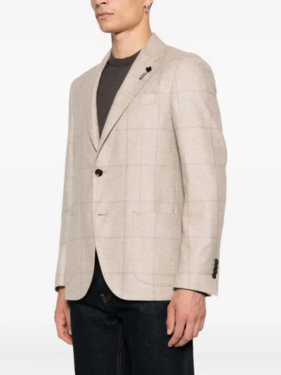 Lardini Checked Two-button Jacket In Brown