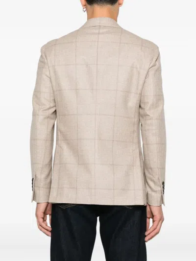 Lardini Checked Two-button Jacket In Brown