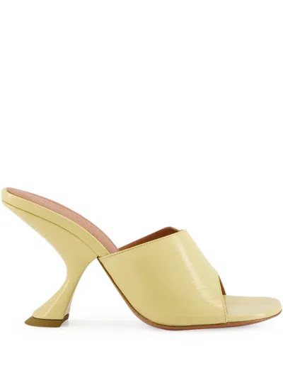 Amina Muaddi Sabot Taylor In Pelle Gialla Pastello  Donna In Neutral