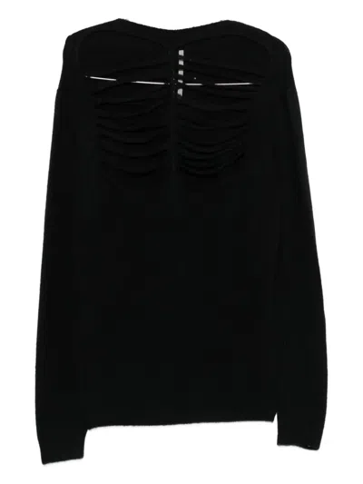 Rick Owens 'worn-out Ls Top' Knitwear In Black