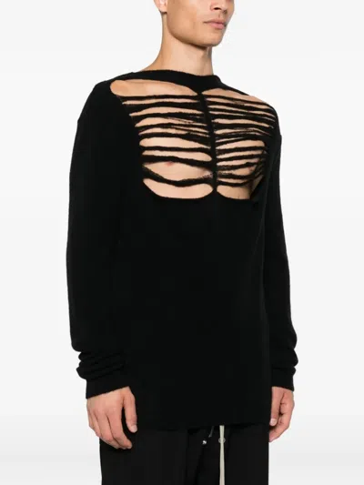 Rick Owens 'worn-out Ls Top' Knitwear In Black