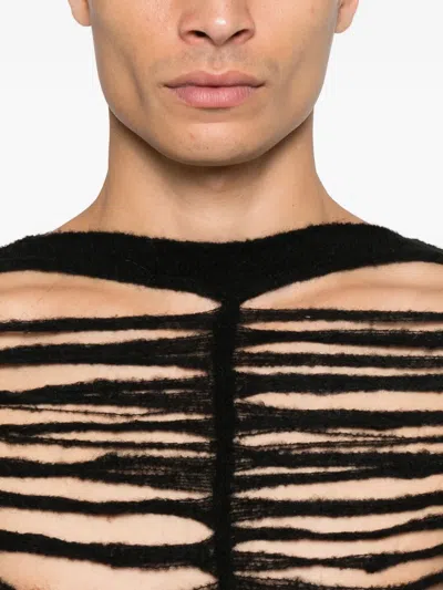Rick Owens 'worn-out Ls Top' Knitwear In Black