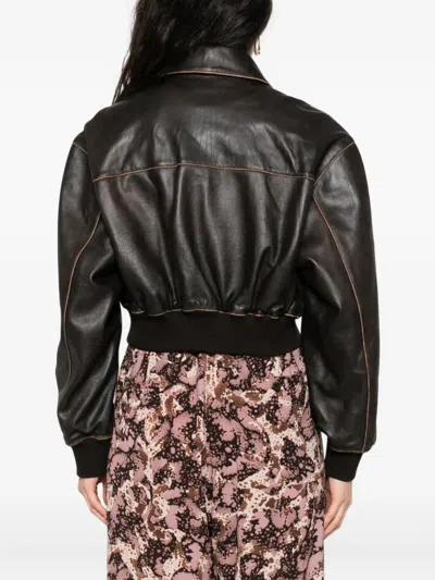 正面拉链短款皮夹克