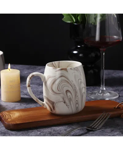 Lorren Home Trends Marble Pattern Mugs, Set Of 4 In Sand