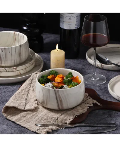 Lorren Home Trends Shiny Marble Look 12-pc. Dinnerware Set, Service For 4 In Sand